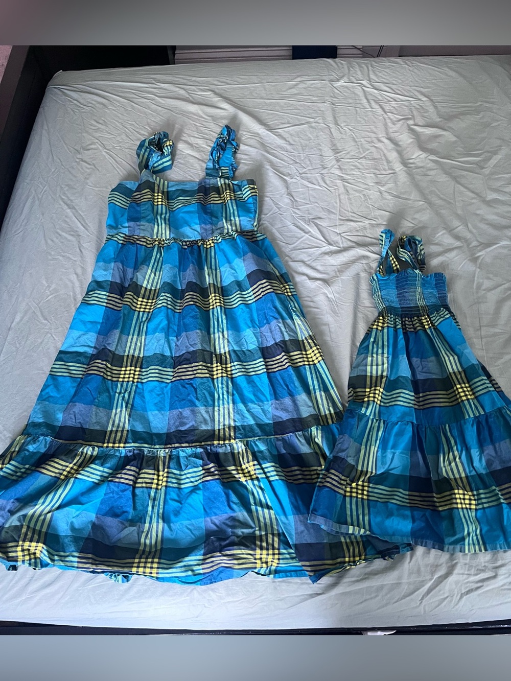 Maxi Flutter Sleeve Dresses for Mommy and me in Amazonian plaid
